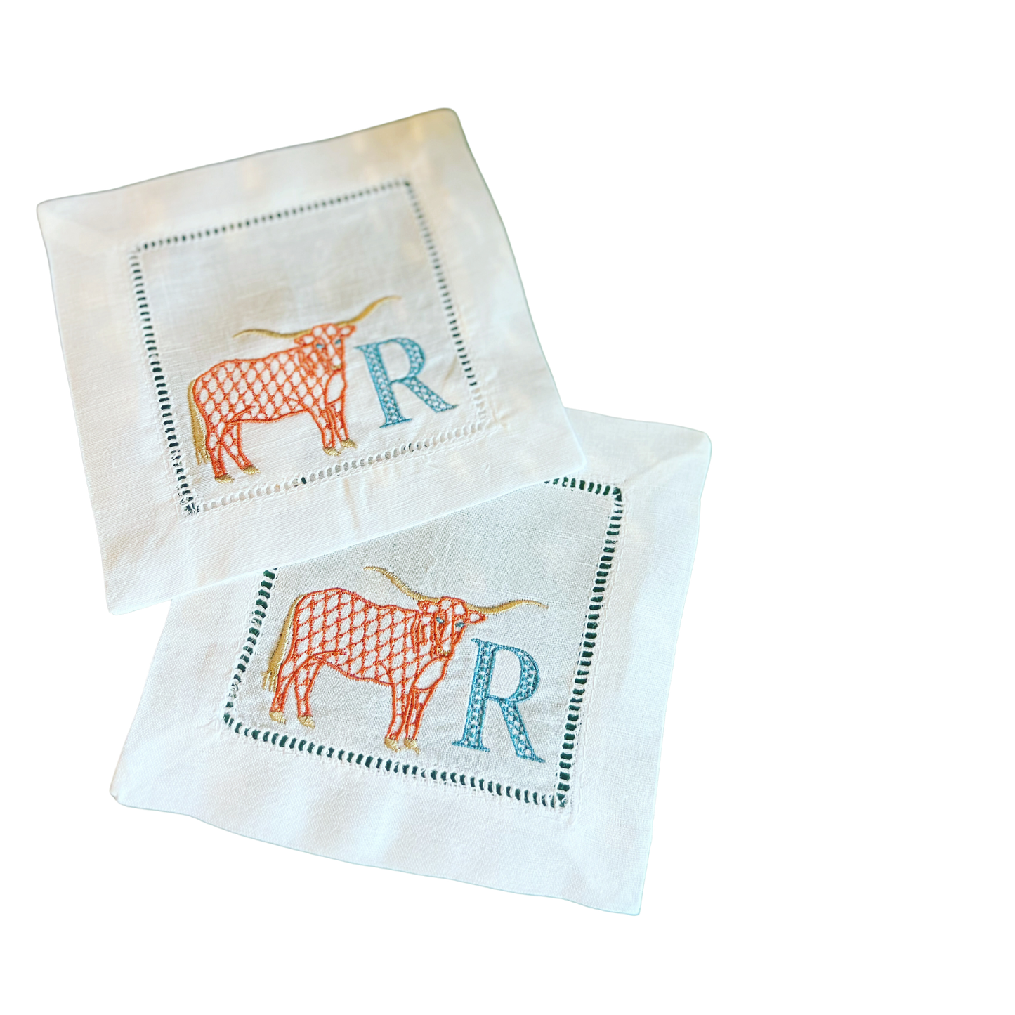 Monogram Longhorn Cocktail Napkin - Set of 4